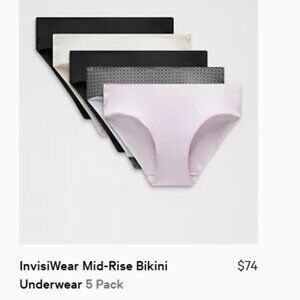NEW IN BOX: Lululemon Invisiwear Mid-Rise Bikini 5-pack: Size S/P: $50